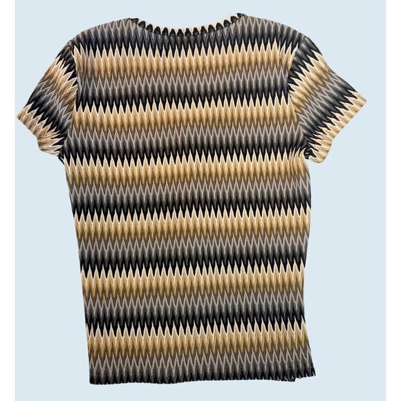 Vintage A. BYER California Zig Zag V Neck Short Sleeve Top Shirt Blouse Sz S - Picture 4 of 6